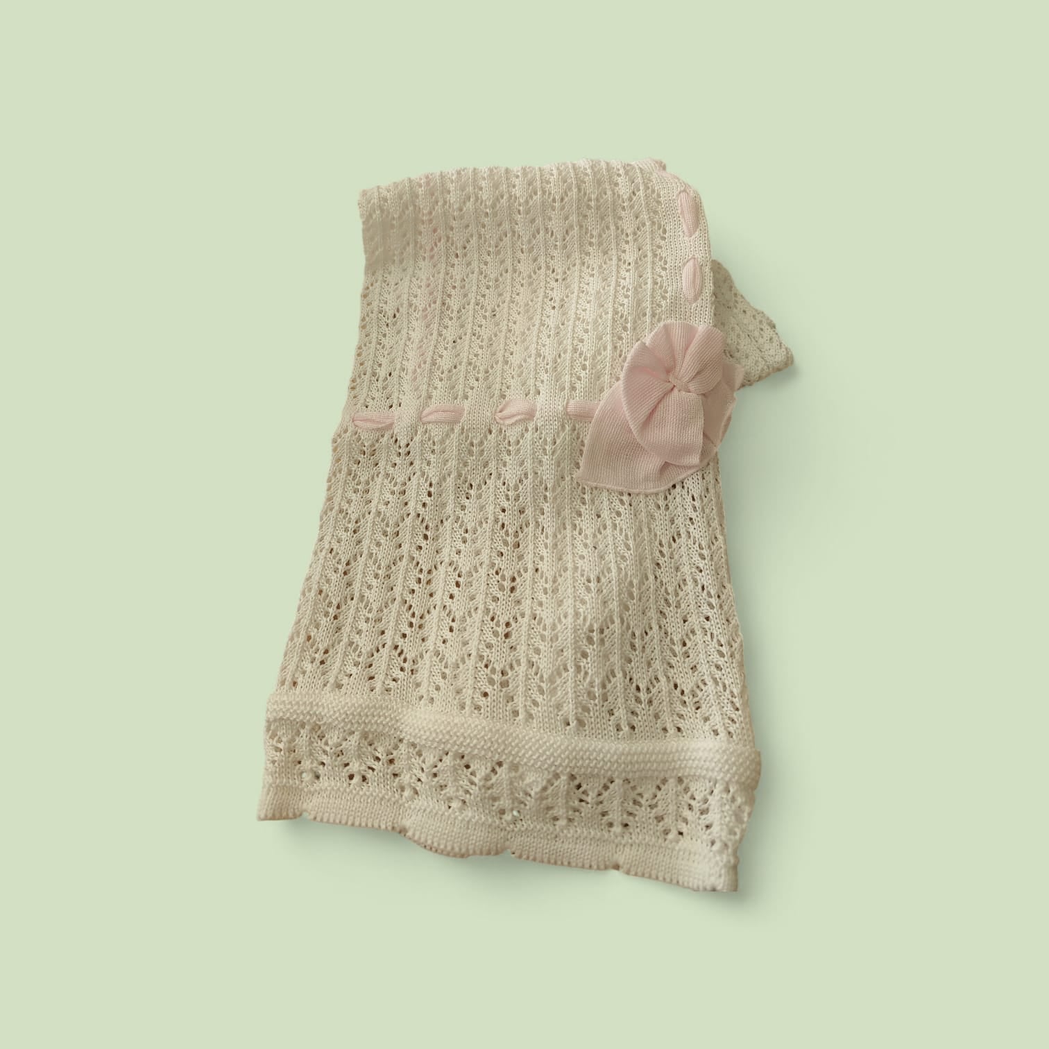 COPERTA CULLA BIANCO-ROSA IN FILO PAPPA & LATTE