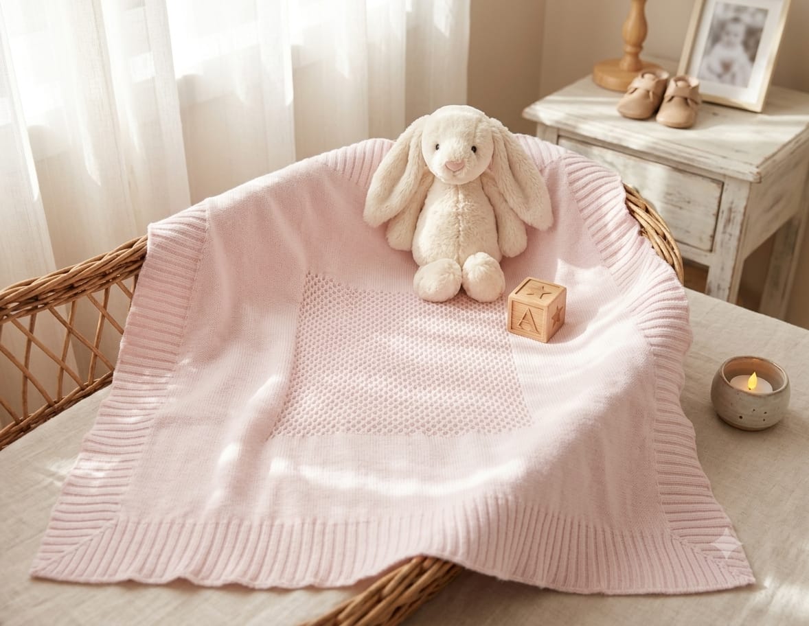Coperta Culla Rosa Baby in Filo Pappa & Latte - Neonata