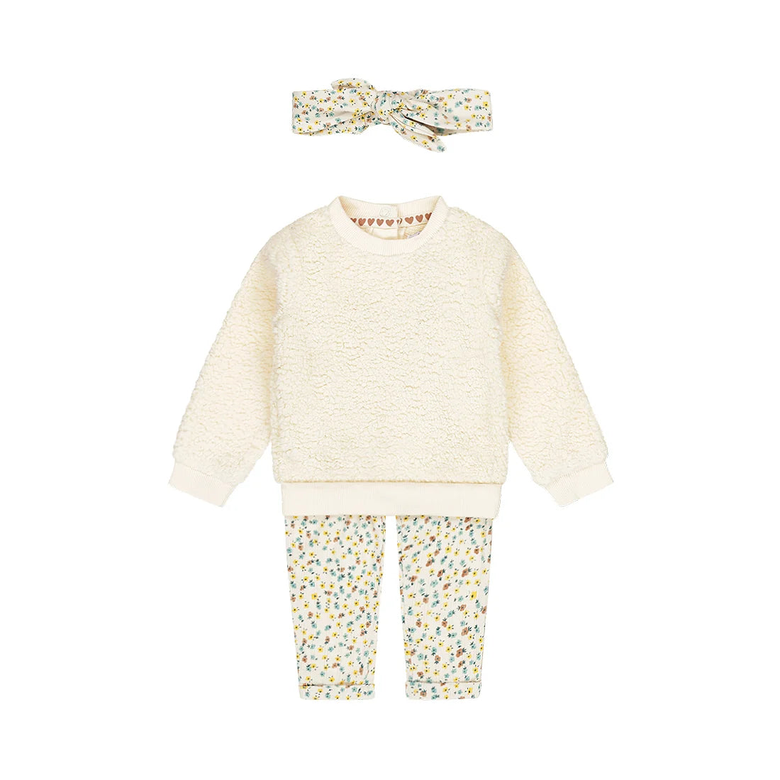 Completo Dirkje 3 Pezzi Composto da Maglia Teddy + Leggings+ Elastico Floreale-b
