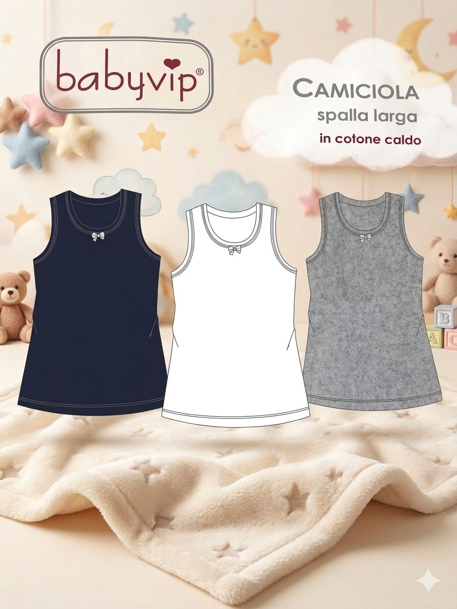 CANOTTA INTIMA  SPALLA LARGA BIMBA IN CALDO COTONE