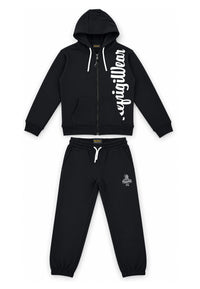 Completo Felpa Full Zip e Pantalone Ragazzo Nero Refrigiwear