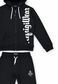 Completo Felpa Full Zip e Pantalone Ragazzo Nero Refrigiwear