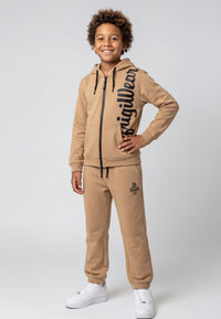 Completo Felpa Full Zip e Pantalone Ragazzo Beige Refrigiwear