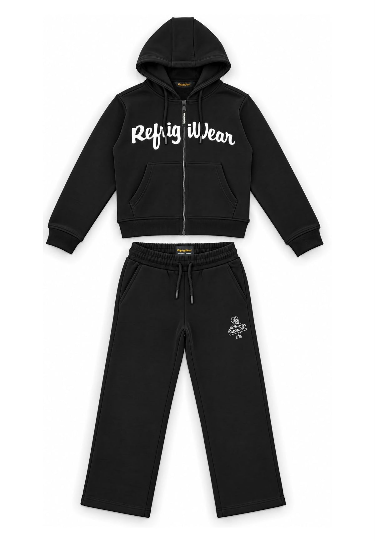 Completo Felpa Full Zip e Pantalone Ragazza Nero Refrigiwear