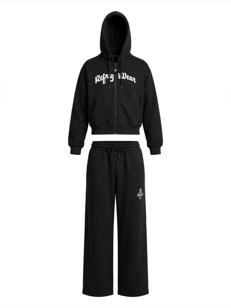 Completo Felpa Full Zip e Pantalone Ragazza Nero Refrigiwear