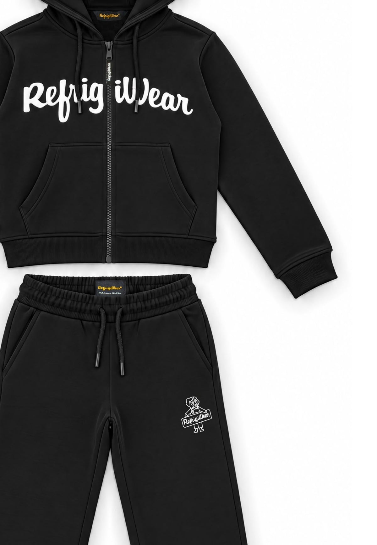 Completo Felpa Full Zip e Pantalone Ragazza Nero Refrigiwear