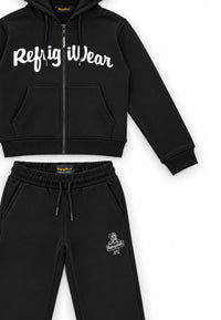 Completo Felpa Full Zip e Pantalone Ragazza Nero Refrigiwear