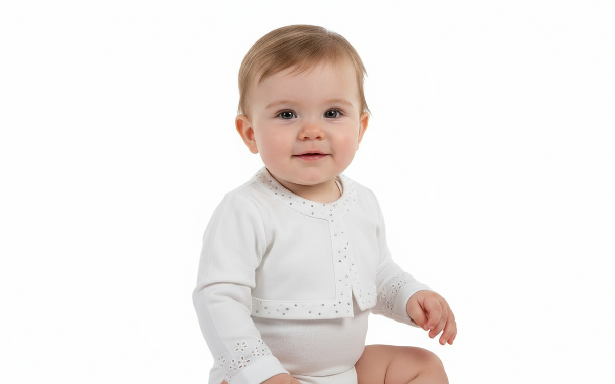 Cerimonia Coprispalle Newborn con Strass e Perle - 60% Ry 35% Ny 5% Sp Alice Pi