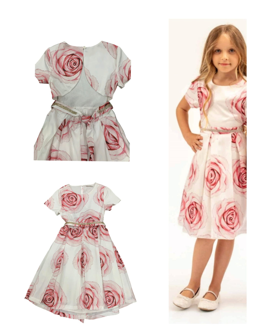 ABITO  STAMPA ROSE GRANDI SCOLLATO DIETRO