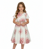 ABITO  STAMPA ROSE GRANDI SCOLLATO DIETRO