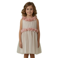 Scamiciato Fiori 3D Bicolore - Est. 100% Ny - Int. 1 100% Pl Int.2 - Bambina