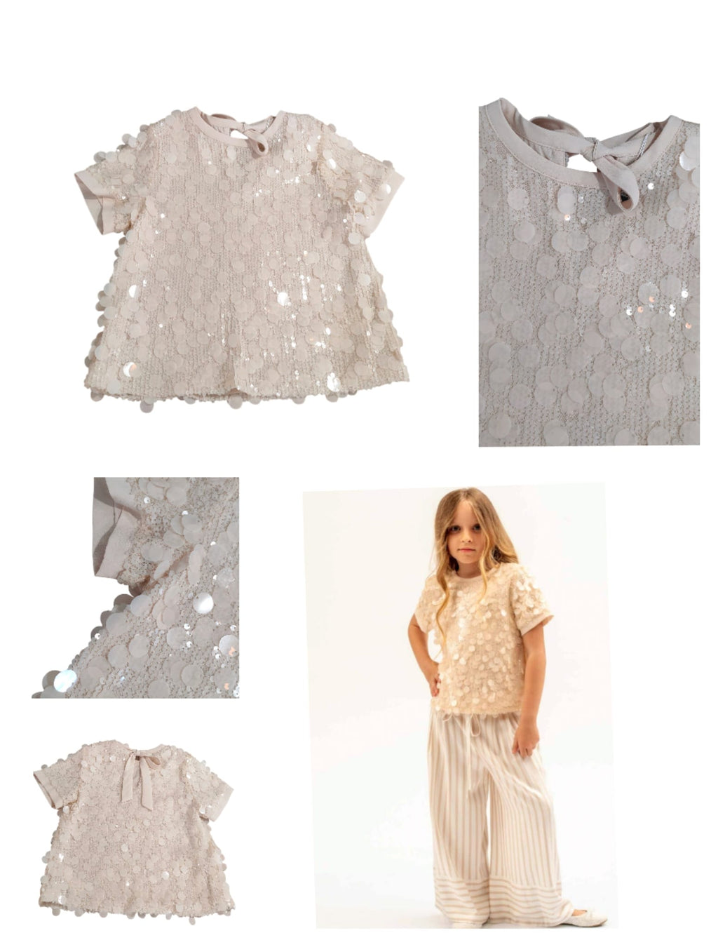 TOP PAILLETTES CREMA - 100% PL