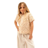 T-shirt e maglie Top Paillettes Crema - 100% Pl Alice Pi - Bambina