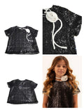 T-shirt e maglie Top Paillettes con Rosa Staccabile - 100% Pl Alice Pi - Bambina