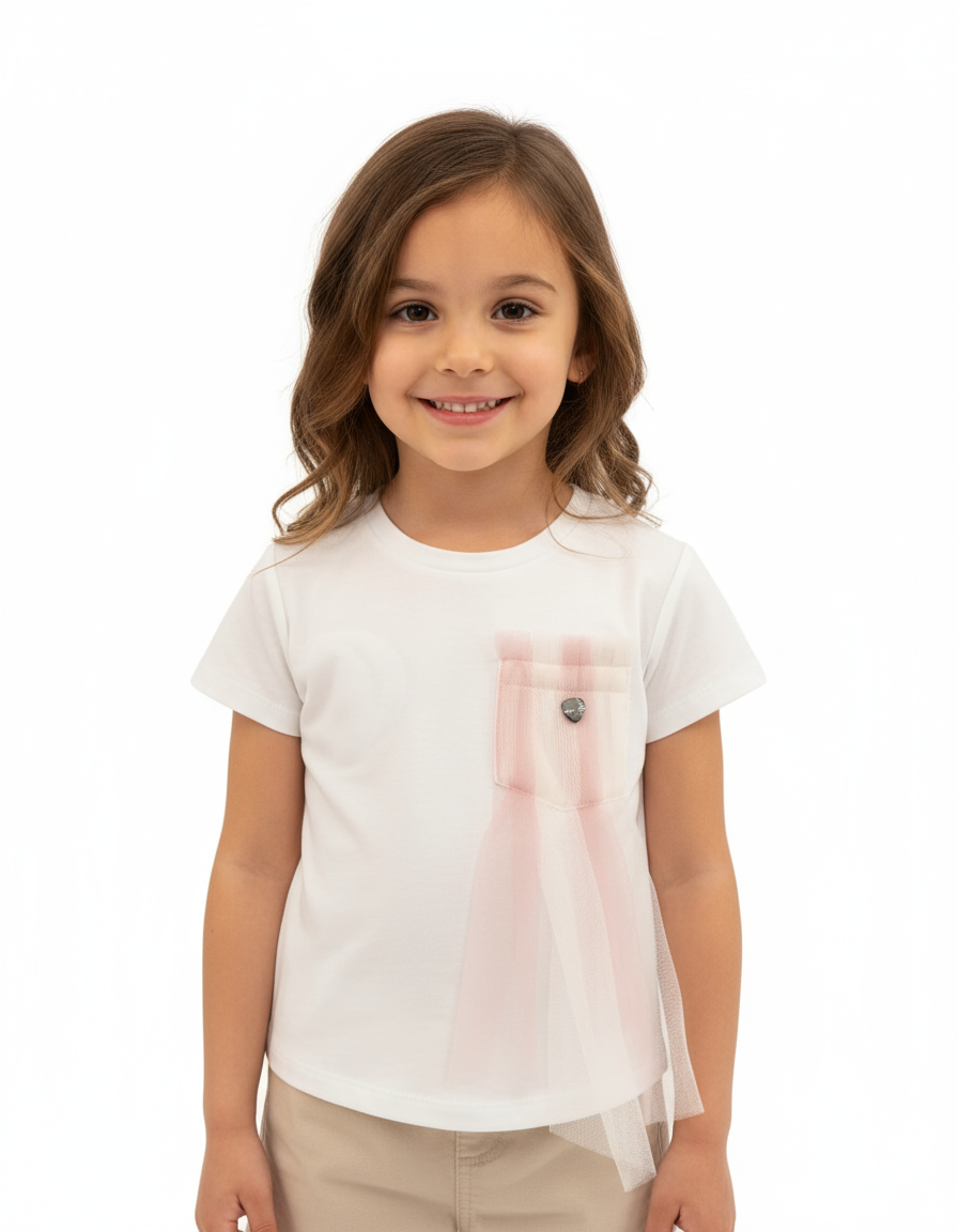 T-SHIRT FINTO TASCHINO - 92% CO 8% SP