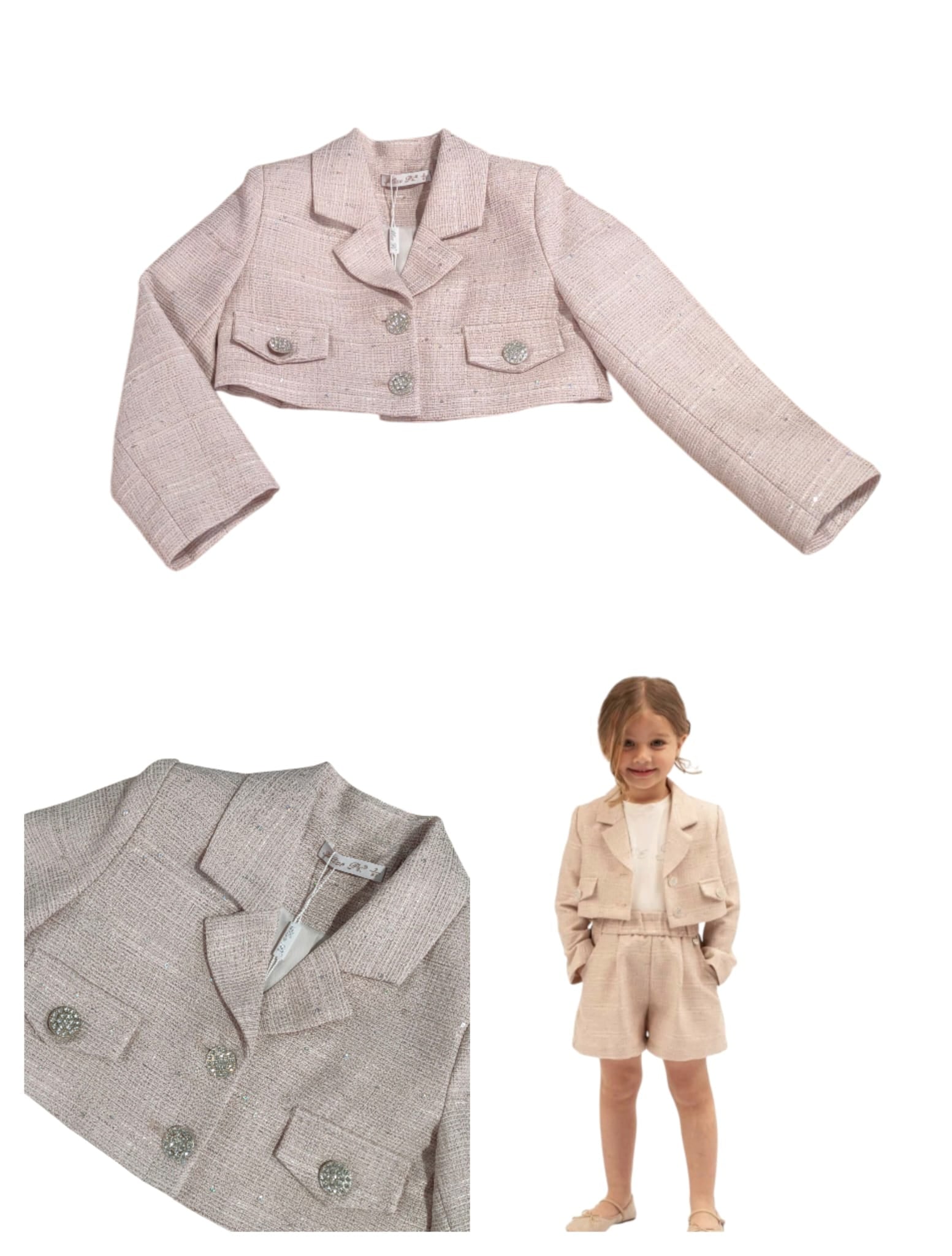 GIACCA CORTA CHANEL - "EST. 96% PL 4% SP - INT. 100% CO"