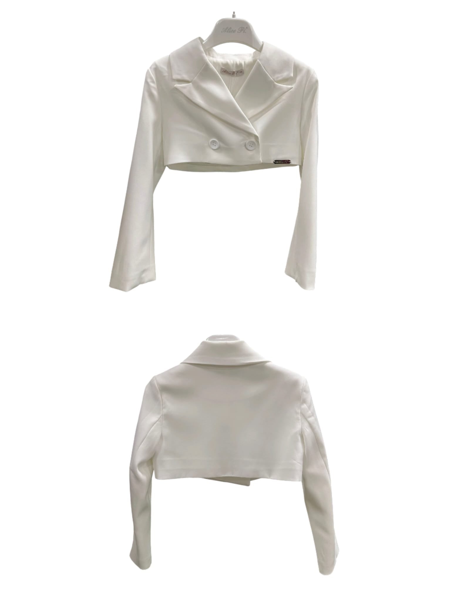 GIACCA CORTA DOPPIO PETTO - 95% PL 5% SP BIANCA