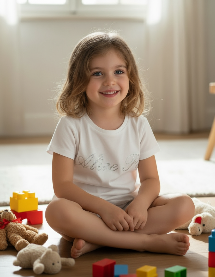 T-SHIRT CON LOGO STRASS - 92% CO 8% SP