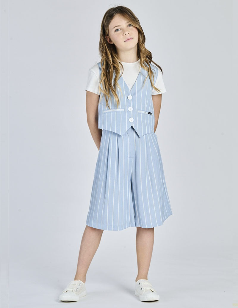 Gilet Celeste Gessato Alice Pi - Ragazza