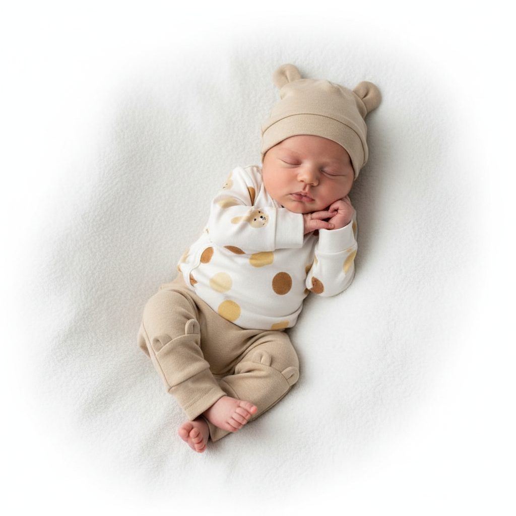 SET WOOLY ORGANIC. CAPPELLINO CON ORECCHIE+BODY+LEGGINGS