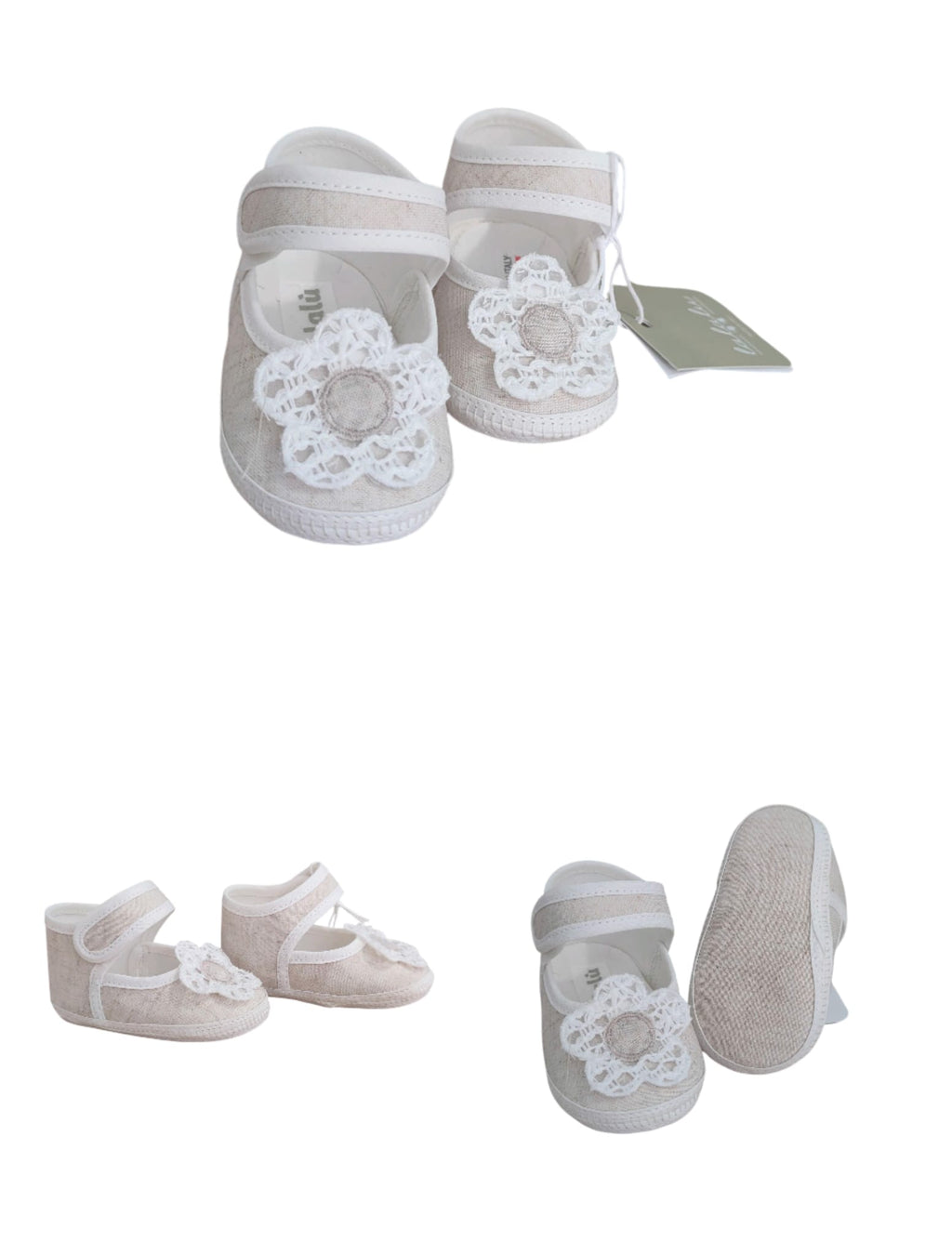 Scarpine neonata BEIGEE BIANCHE LEGGERA