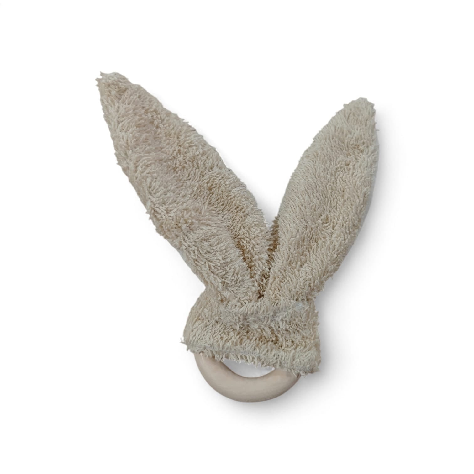 ORECCHIE IN COTONE CON ANELLO DI LEGNO PER LA DENTIZIONE- WOOLY ORGANIC
