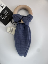 Accessori Orecchie in Mussola con Annello di Legno per la Dentizione-gots- Wooly