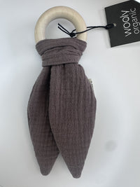 Accessori Orecchie in Mussola con Annello di Legno per la Dentizione-gots- Wooly