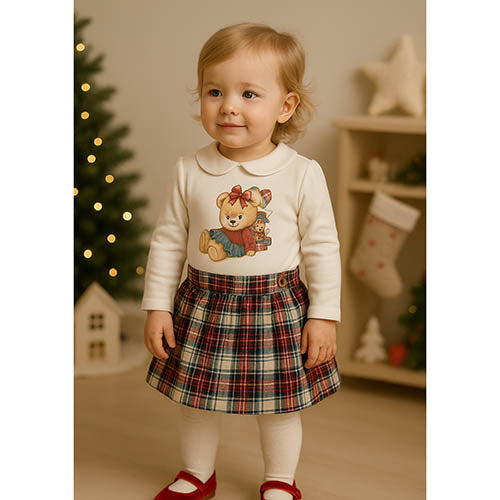 Completo 2 Pezzi Neonata Panna Tartan Baby Vip
