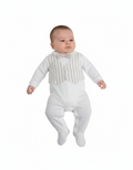 Tutina jersey+seersucker neo BIANCA E BEIGE COTONE