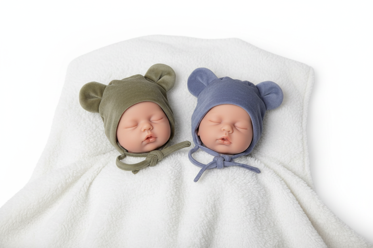 CAPPELLO IN VELLUTO CON ORECCHIE WOOLY ORGANIC