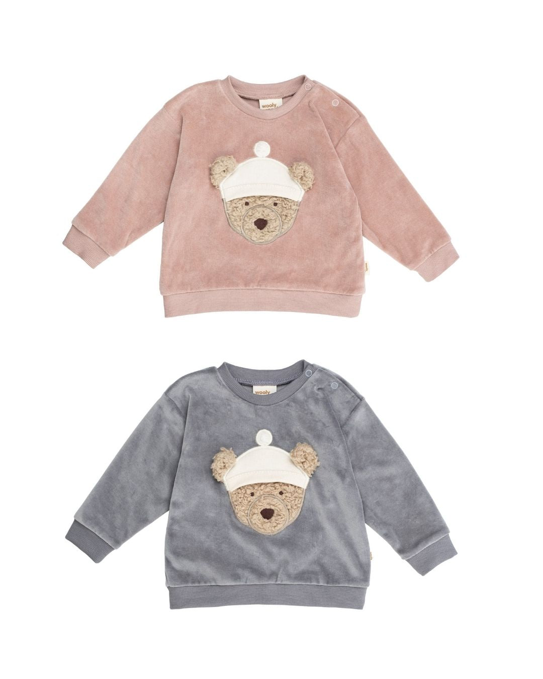 Felpa con Orsetto Ricamato Neonati Wooly Organic