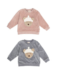 Felpa con Orsetto Ricamato Neonati Wooly Organic