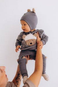 Felpa con Orsetto Ricamato Neonati Wooly Organic