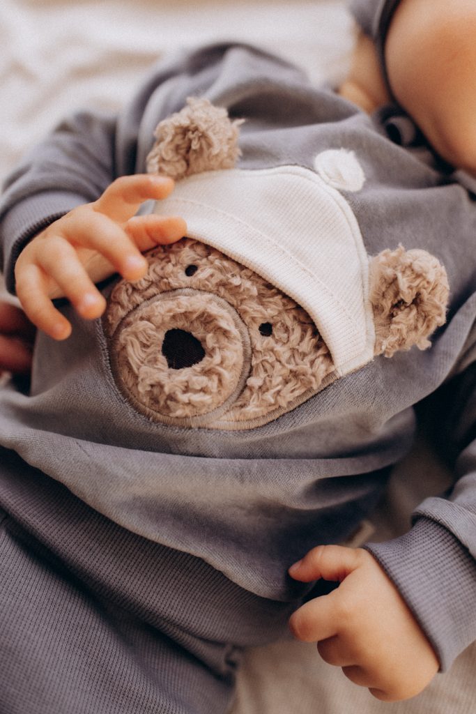 Felpa con Orsetto Ricamato Neonati Wooly Organic