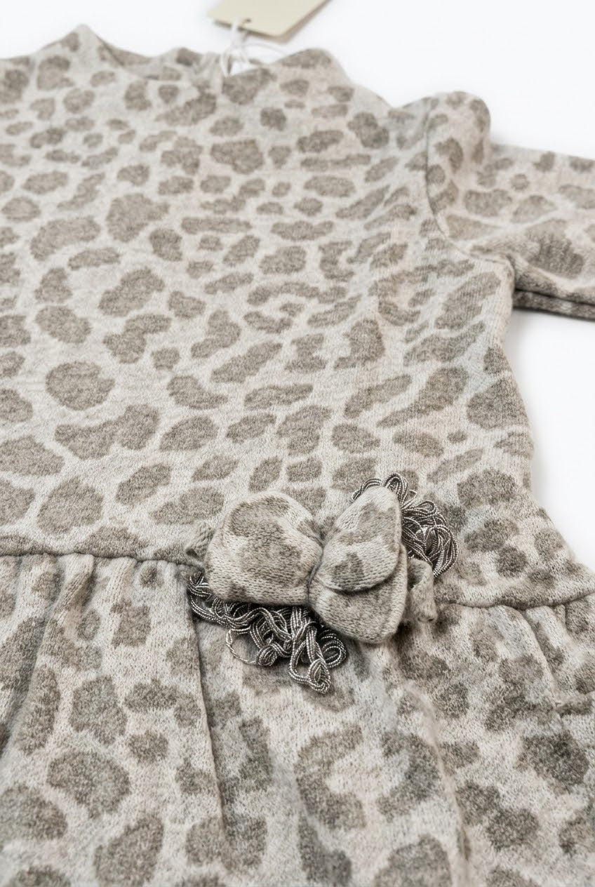Vestito Neonata in Maglina Jacquard Maculato Cacao Lalalù