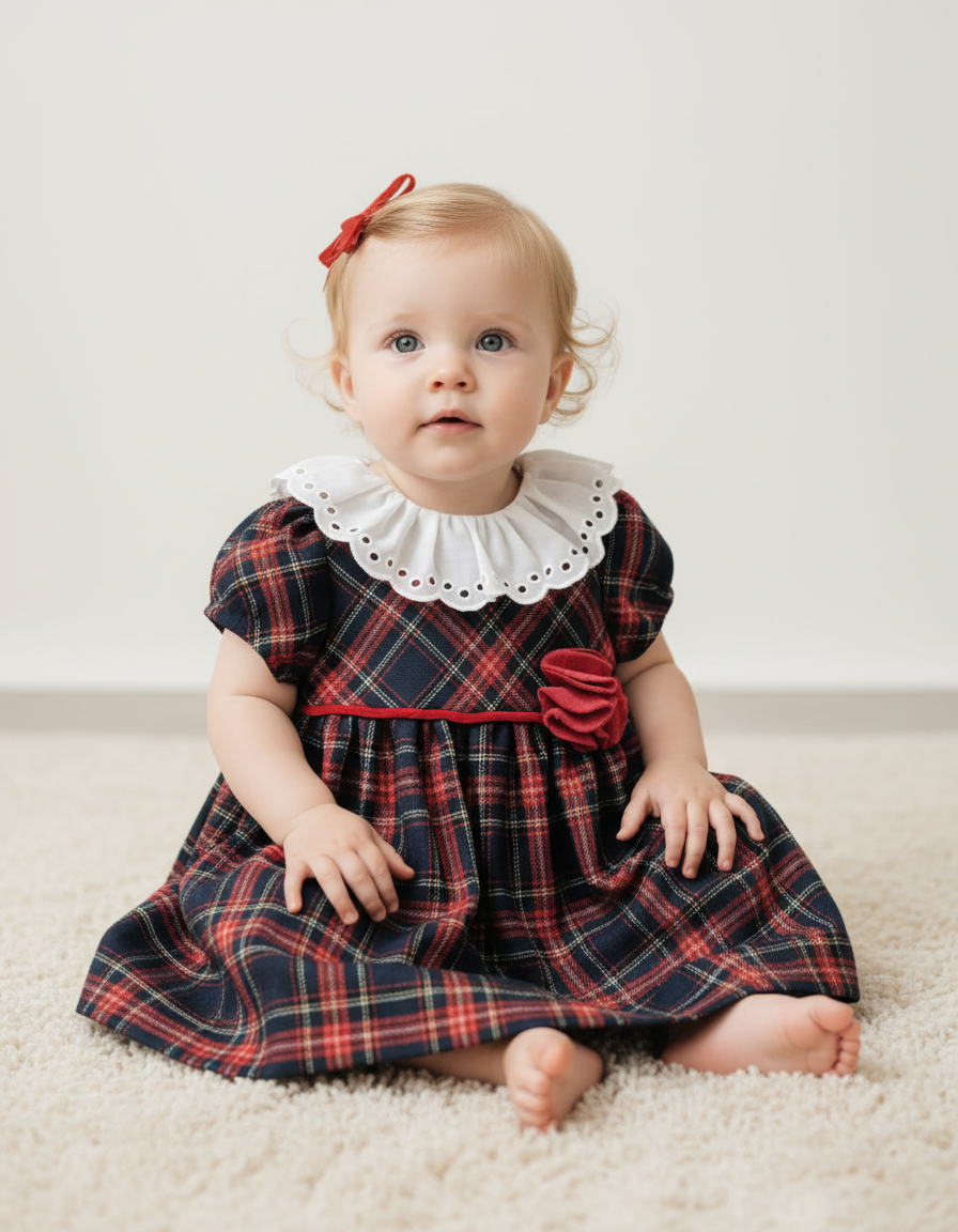 Vestitino Natale  neonata TARTAN