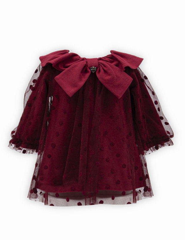 ABITO MAGLINA E TULLE POIS - "ESTERNO100% POLIESTEREINTERNO92% COTONE8% SPANDEXFODERA50% COTONE50% POLIESTERE"