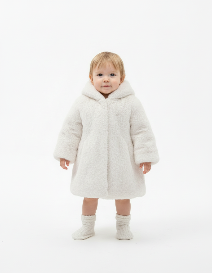 PELLICCIA CON CAPPUCCIO - "100% POLIESTEREFODERA100% POLIESTERE"