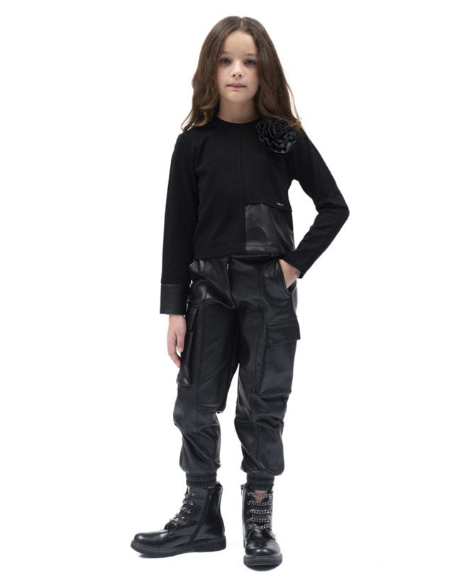 PANTA CARGO IN PELLE - 60% POLIURETANO 40% POLIESTERE