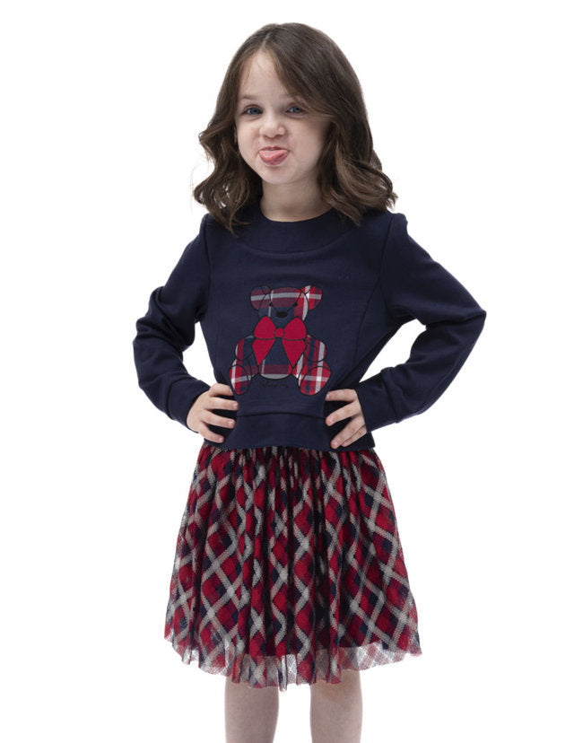 TOP ML PUNTO MILANO CON ORSO RICAMATO - "60% VISCOSA 35% NYLON 5% SPANDEX "