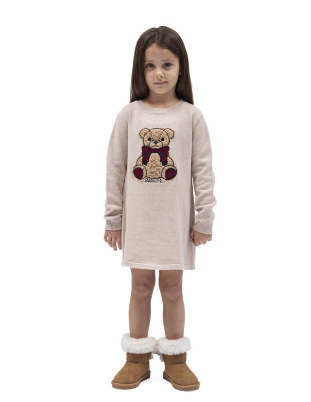 Abito Ricamo Orso - 49% Vi 23% Ny 28% Ea Alice Pi - Bambina