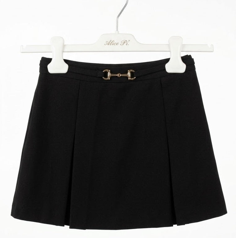 Shorts con Cinturino e Fibbia Oro Ragazza Neri Alice Pi
