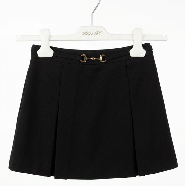 Shorts con Cinturino e Fibbia Oro Ragazza Neri Alice Pi