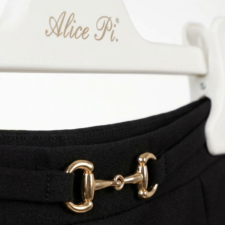 Shorts con Cinturino e Fibbia Oro Ragazza Neri Alice Pi