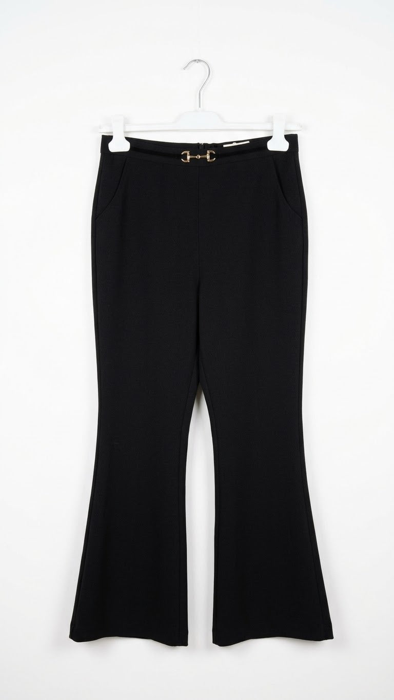 Pantalone con Cinturino e Fibbia Oro Ragazza Nero Alice Pi