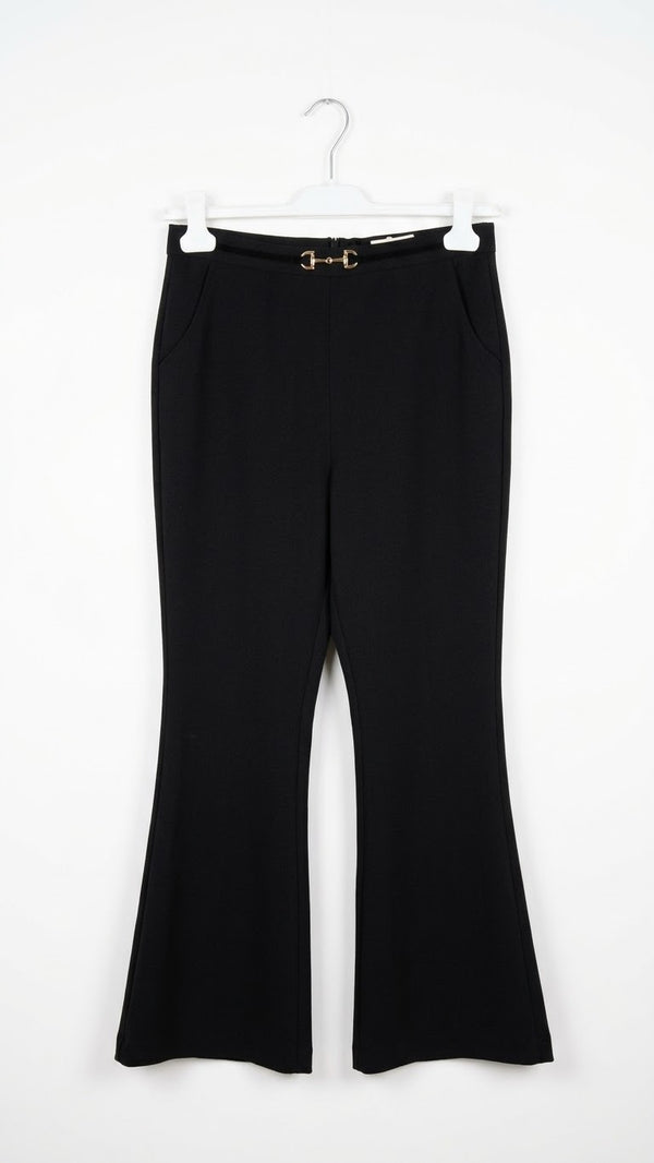 Pantalone con Cinturino e Fibbia Oro Ragazza Nero Alice Pi