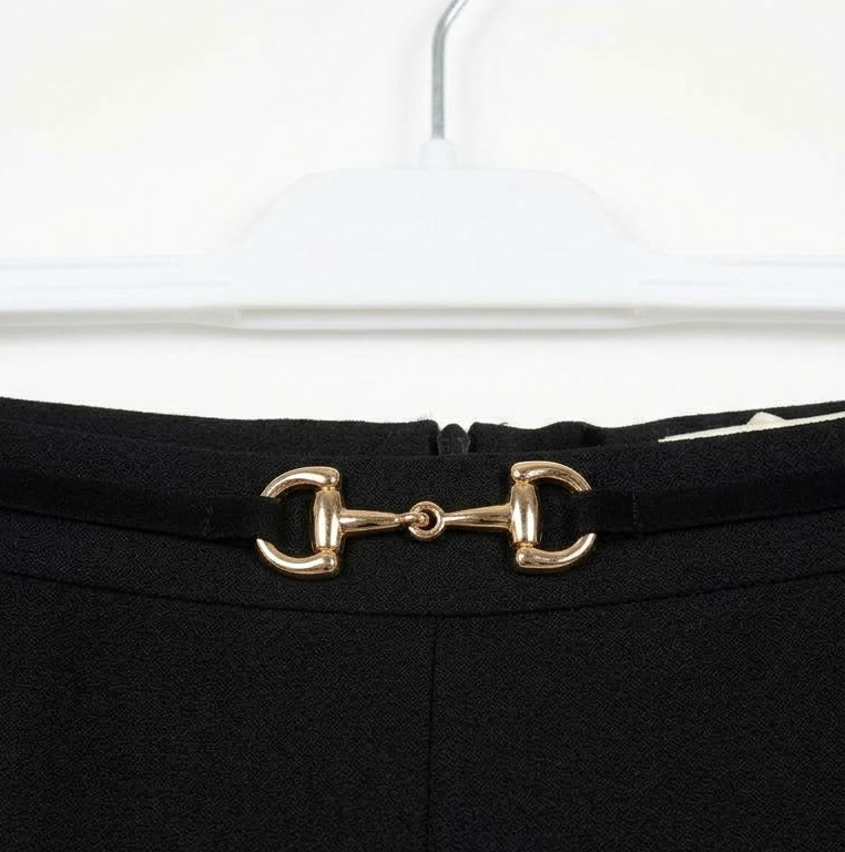 Pantalone con Cinturino e Fibbia Oro Ragazza Nero Alice Pi