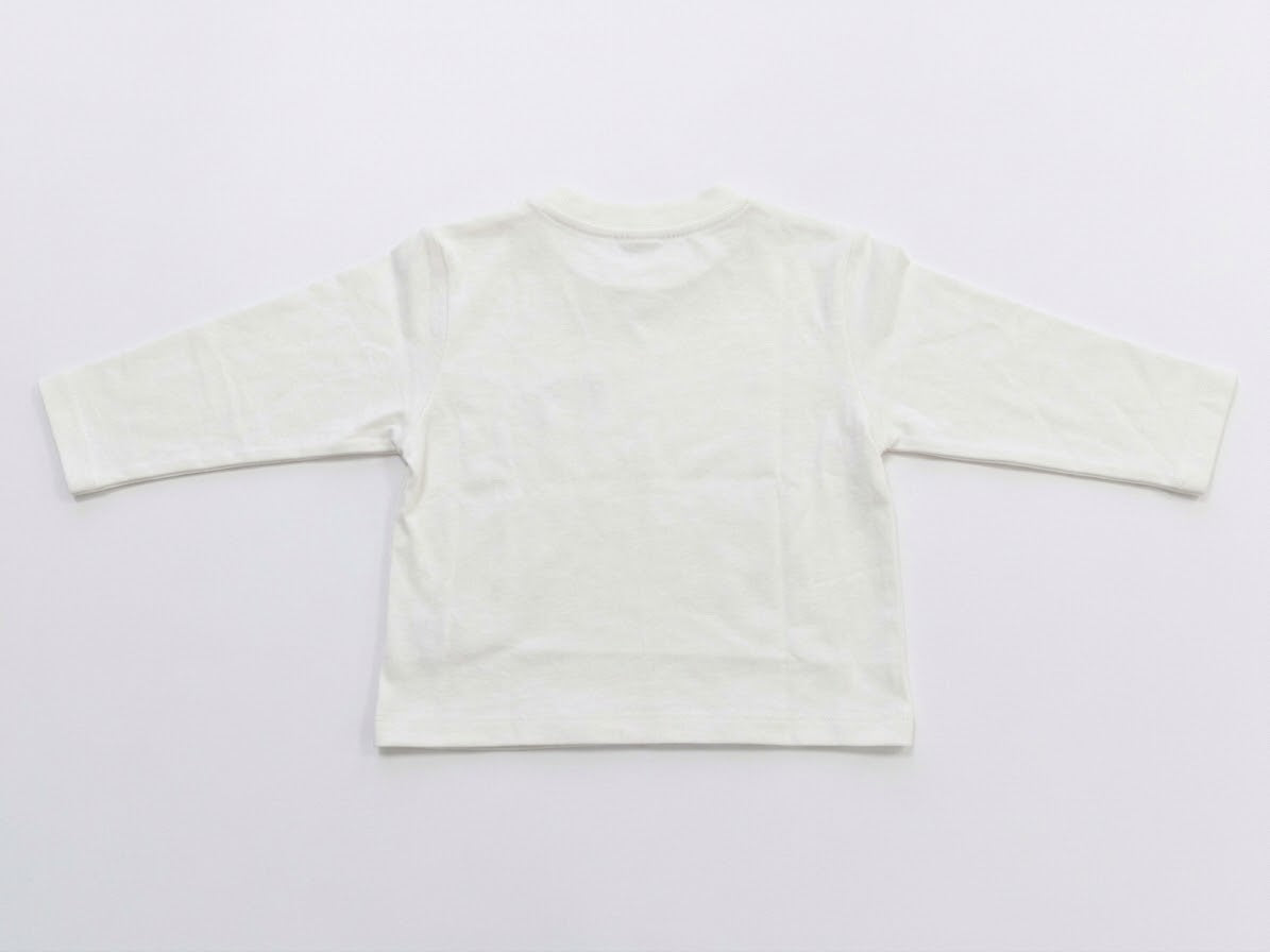 T-shirt Girocollo Maniche Lunghe con Applicazione Strass Neonata Avorio Alice Pi