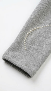 Felpa Girocollo Cropped con Applicazione Perline Ragazza Grigio Melange Alice Pi
